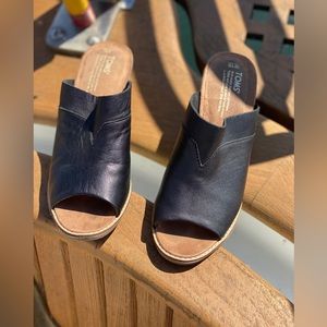 Toms Black Slip On 3” Heels SIZE 10
